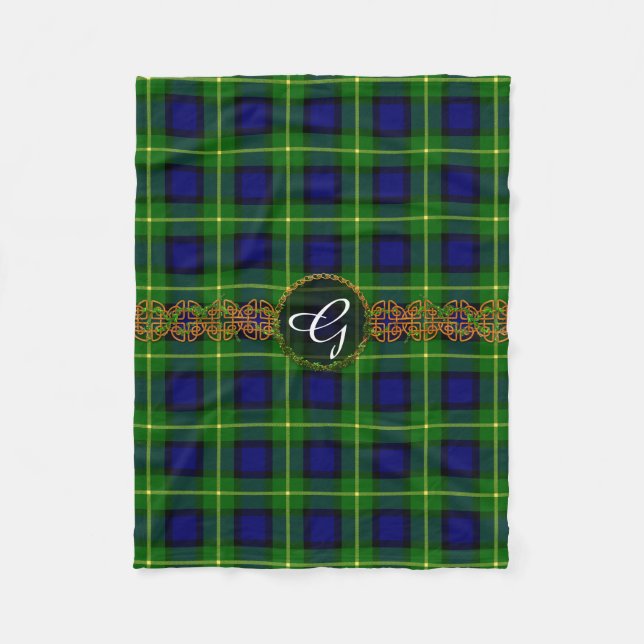 Couverture Polaire Tartan de Gordon de monogramme (Devant)