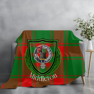 Couverture Polaire Tartan de la crête du clan écossais Middleton