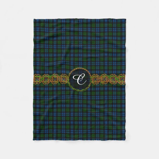 Couverture Polaire Tartan de militaires de Campbell de monogramme (Devant)