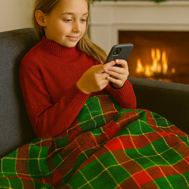 Couverture Polaire Tartan de Noël Cosy Rouge et Vert  (cozy and warm Christmas red and green tartan fleece blanket)