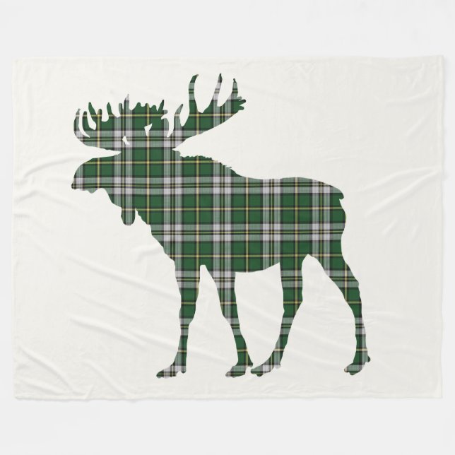 Couverture Polaire Tartan du Cap-Breton Custom Moose green Plaid (Devant (Horizontal))