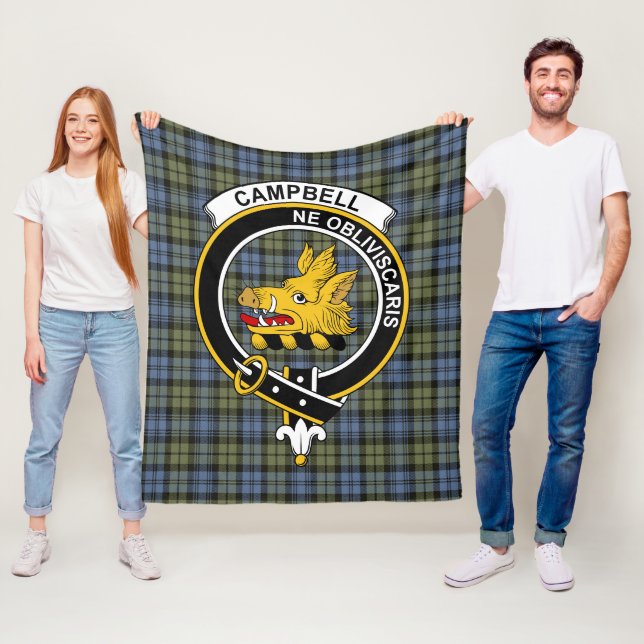 Couverture Polaire Tartan écossais délavé du clan Campbell (En situation)