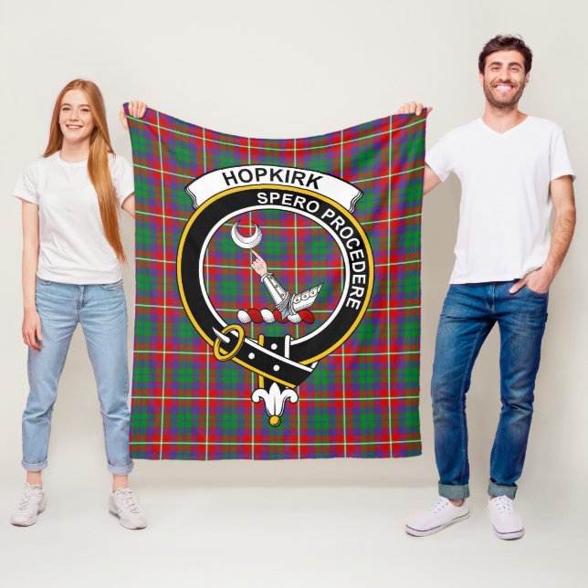 Couverture Polaire Tartan écossais du clan Hopkirk (En situation)