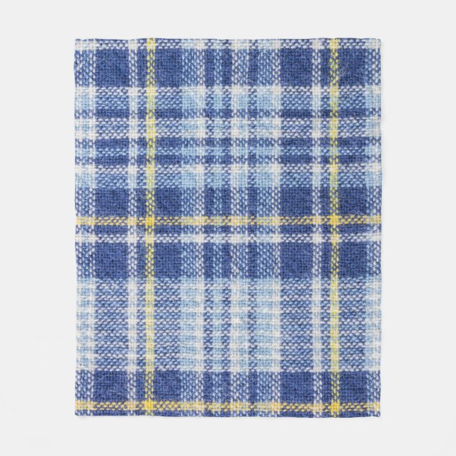 Couverture Polaire Tartan jaune bleu : Plaid tendance (Devant)