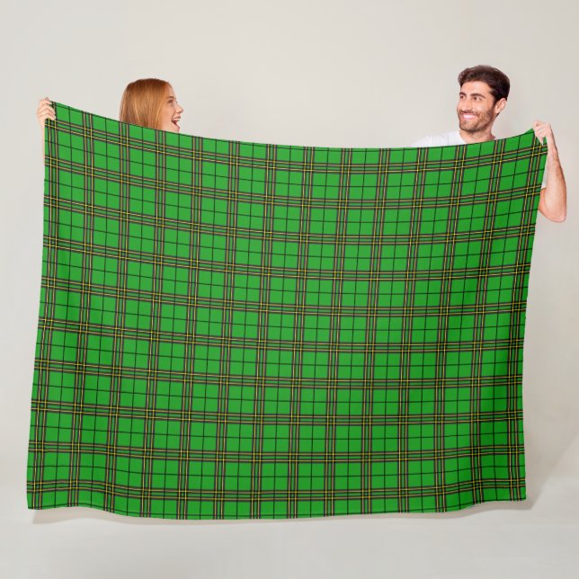 Couverture Polaire Tartan jaune vert (En situation)