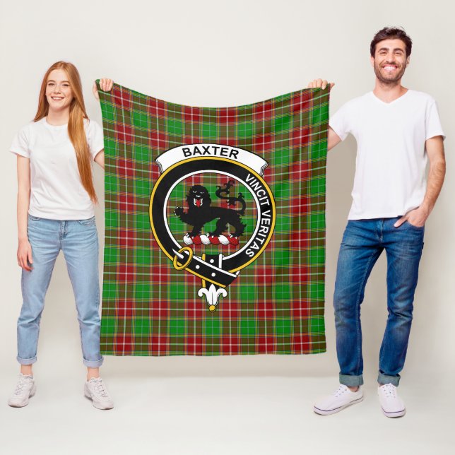 Couverture Polaire Tartan moderne à carreaux du clan Baxter (En situation)