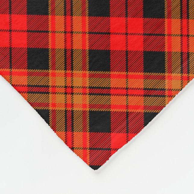 Couverture Polaire Tartan noir rouge orange (Coin)