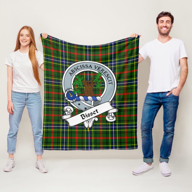 Couverture Polaire Tartan Plaid Clan Badge Modèle Bisset (En situation)