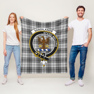 Couverture Polaire Tartan Plaid Clan Sandilands Gris