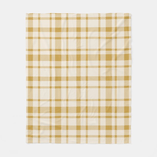 Couverture Polaire Tartan Plaid Classique Motif-Jaune & Crème (Devant)