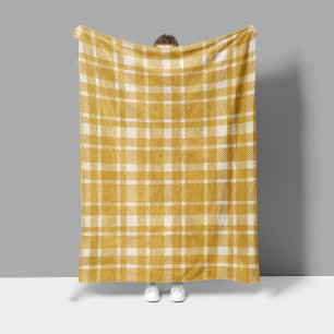 Couverture Polaire Tartan Plaid Classique Motif-Jaune & Crème