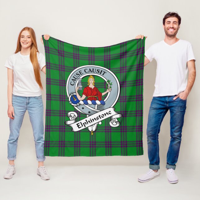 Couverture Polaire Tartan Plaid du Clan de Chasse Elphinstone (En situation)