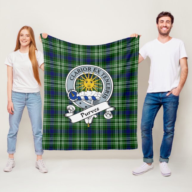 Couverture Polaire Tartan Plaid du Clan Purves (En situation)