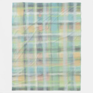 Couverture Polaire Tartan plaid moderne pastel jaune bleu gris vert