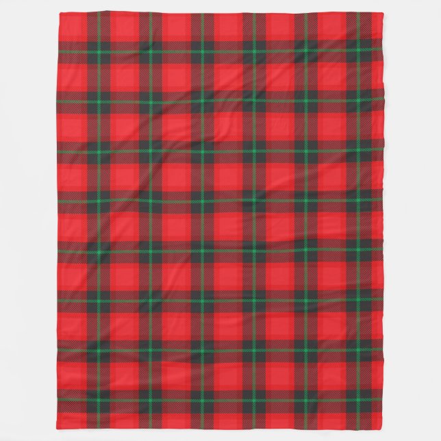 Couverture Polaire Tartan plaid rouge noir Motif traditionnel (Devant)