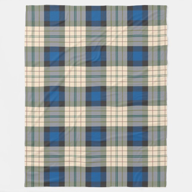 Couverture Polaire Tartan plaids motif - beige bleu traditionnel (Devant)