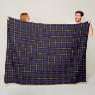 Couverture Polaire Tartan pourpre de pied d'or de noir de plaid de