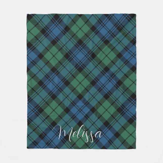 Couverture Polaire Tartan rustique bleu vert Campbell Tartan (Devant)