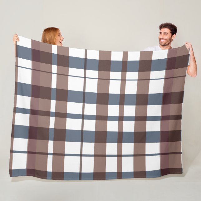 Couverture Polaire Tartan Tons Terre Brune (En situation)