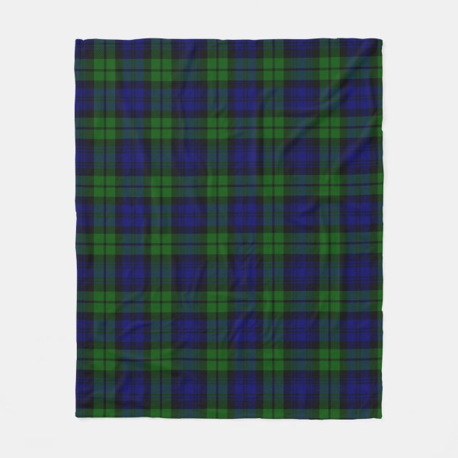 Couverture Polaire Tartan vert et marine (Devant)