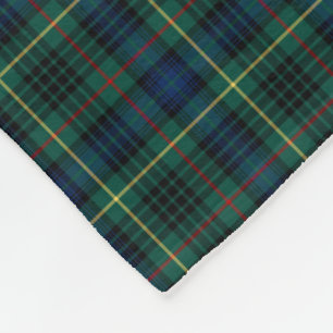 Couverture Polaire Tartan vert-foncé et bleu de clan de Stewart de