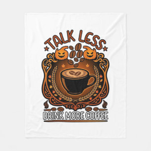 Couverture Polaire Tasse Café Halloween Citrouilles Parle Moins Boit 