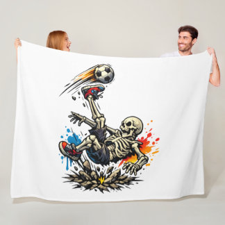 Couverture Polaire Tasse de football à coup de pied de vélo squelette
