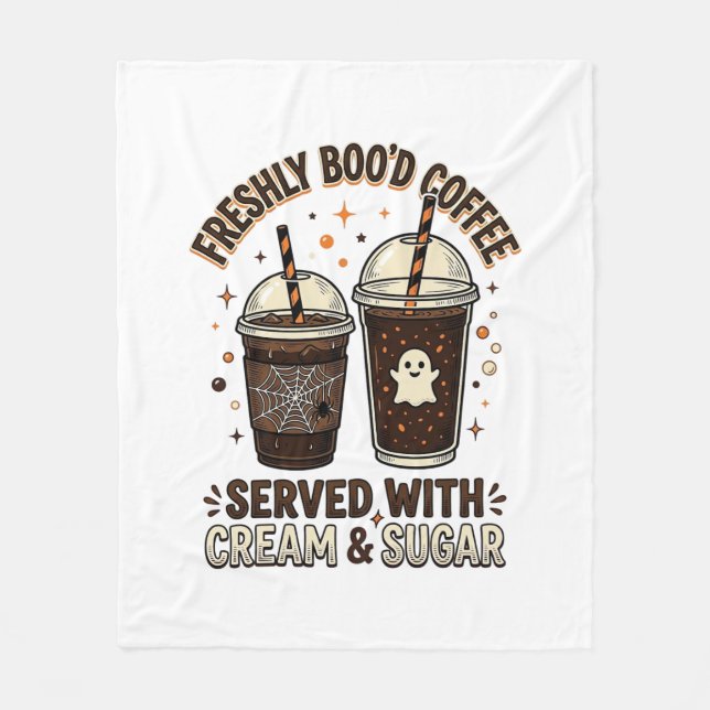 Couverture Polaire Tasse fantôme Halloween Café Fraîchement Infusé (Devant)