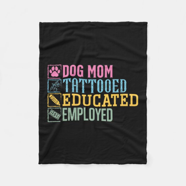 Couverture Polaire Tatouage de maman de chien instruit Employé Amateu (Devant)