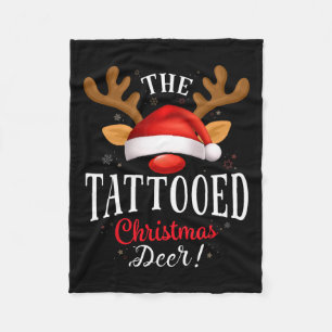 Couverture Polaire Tatouage Noël Cerf Pjs Jeu de Noël Famille de Noël