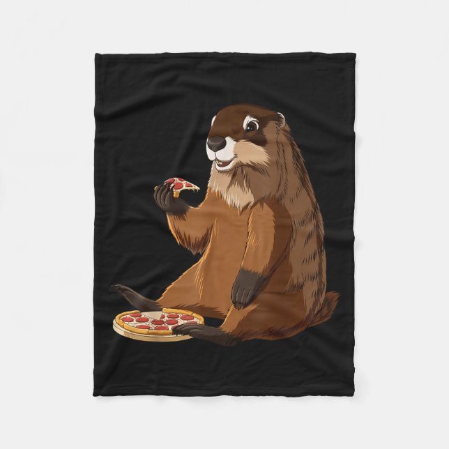 Couverture Polaire Taupe amateur de pizza drôle  (Devant)