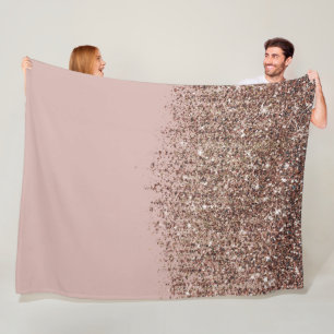 Couverture Polaire Taupe Rouge Bronzé Rose Gold Paillettes Cascade