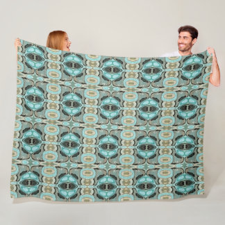 Couverture Polaire Taupe Turquoise Aqua Turquoise Hip Bohemian Bali A