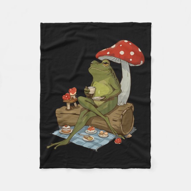 Couverture Polaire Tea Frog Mushroom Cnic Cute Nature Aesthetic Cotta (Devant)