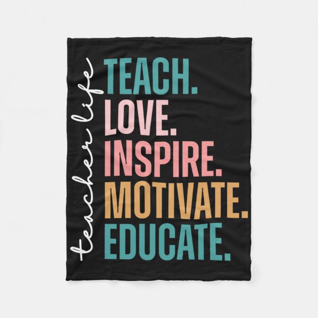 Couverture Polaire Teach Love Inspire Motivate Back To School Cute Te (Devant)