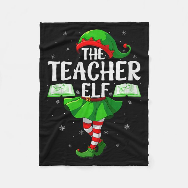 Couverture Polaire Teacher Elf Christmas Girls Women Elf Squad Xmas F (Devant)