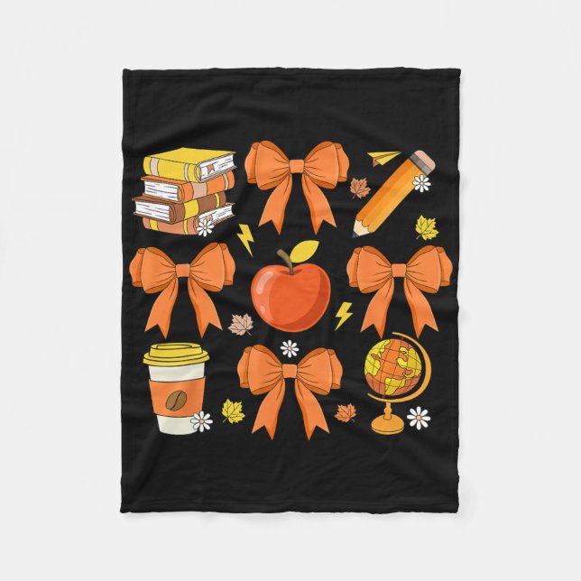Couverture Polaire Teacher Fall Chemise Coquette Bow Citrouille Autom (Devant)