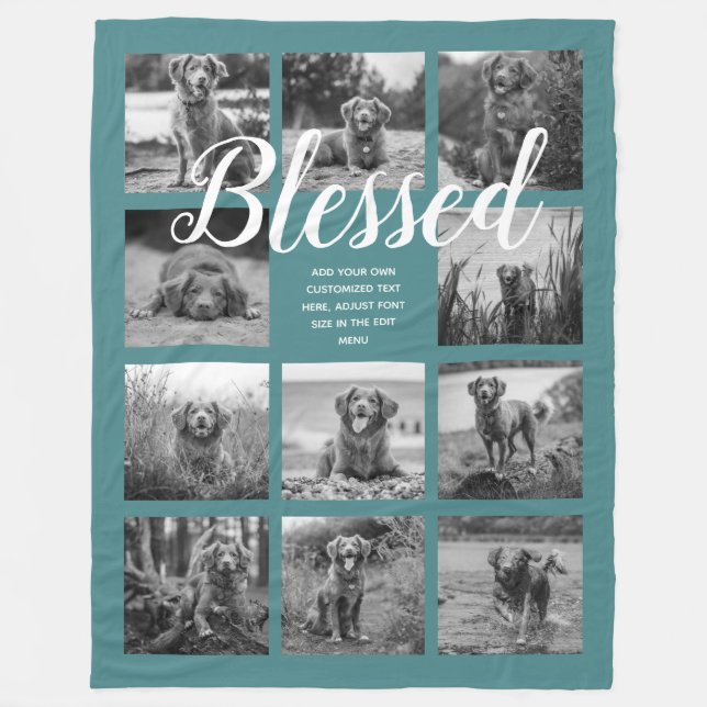 Couverture Polaire Teal Blessed Photo Collage Blanket (Devant)