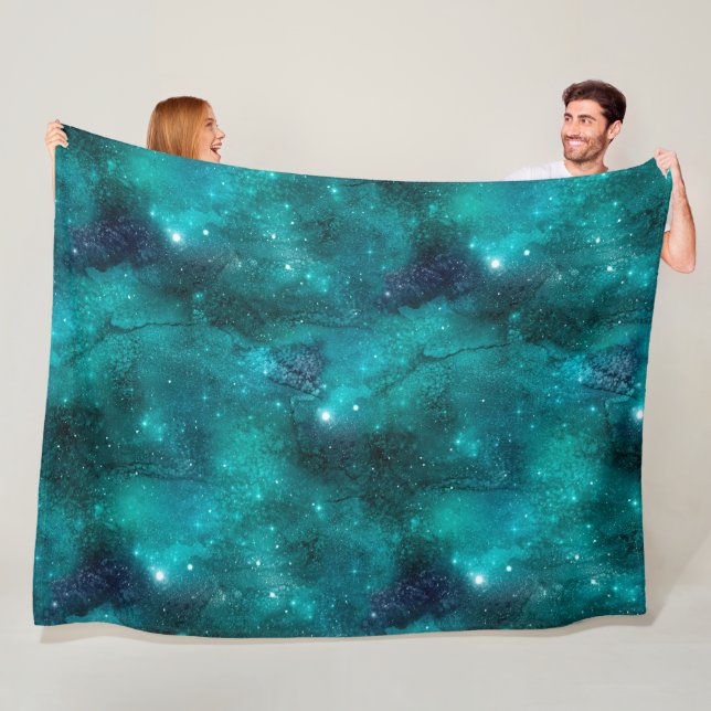 Couverture Polaire Teal Galaxy Series Design 8  (En situation)