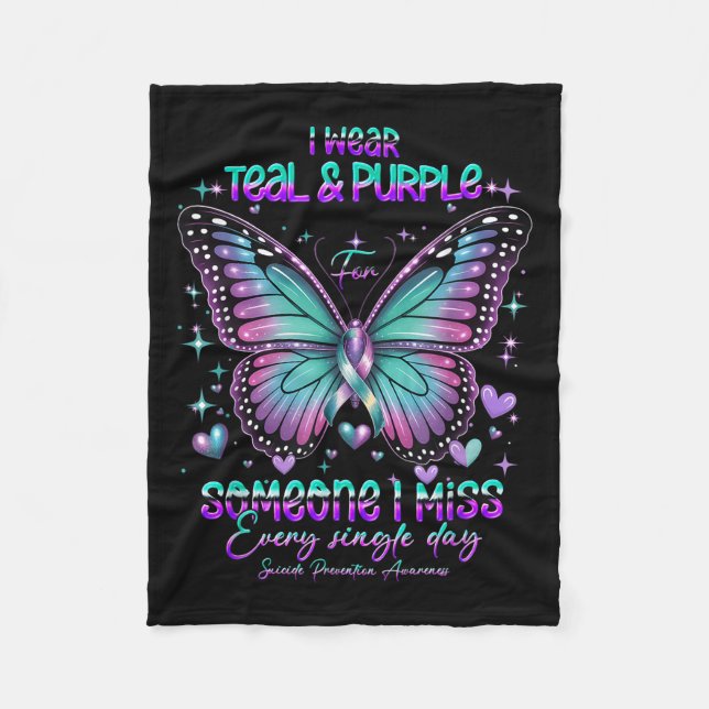Couverture Polaire Teal N Purple Butterfly Suicide Prevention Awarene (Devant)