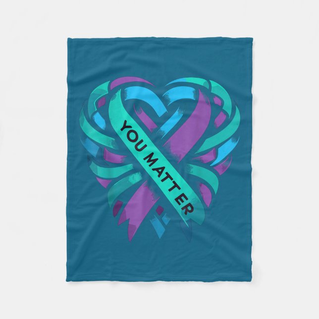 Couverture Polaire Teal Purple Heart You Suicide Prevention Awareness (Devant)