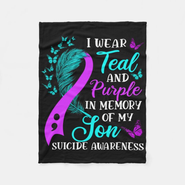 Couverture Polaire Teal Purple In Memory Of My Son Suicide Awareness  (Devant)