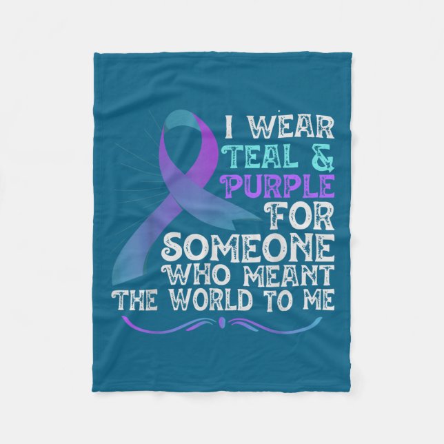 Couverture Polaire Teal Purple Ribbon For Suicide Prevention Awarenes (Devant)