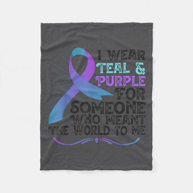 Couverture Polaire Teal Purple Ribbon For Suicide Prevention Awarenes (Devant)