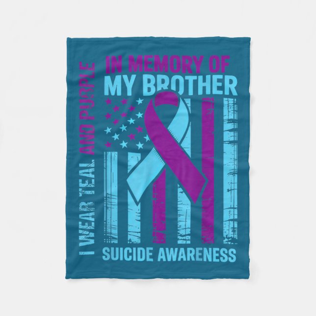 Couverture Polaire Teal Purple Ribbon Suicide Awareness Flag Brother  (Devant)