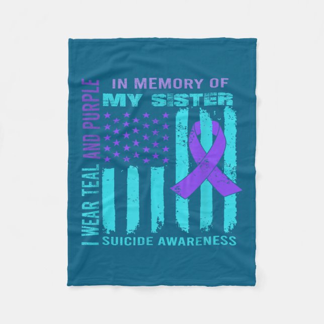 Couverture Polaire Teal Purple Ribbon Suicide Awareness Flag Sister B (Devant)