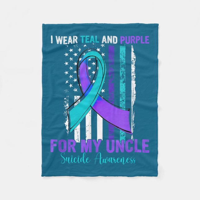 Couverture Polaire Teal Purple Ribbon Suicide Awareness Flag Uncle  (Devant)