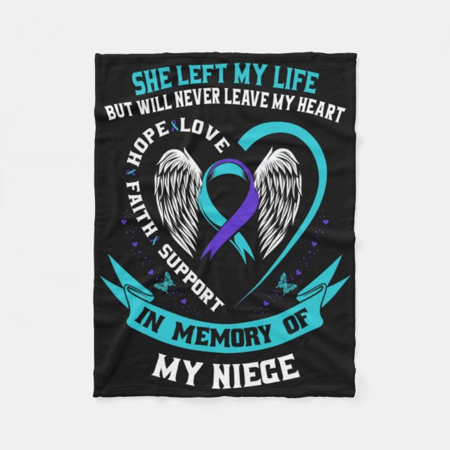 Couverture Polaire Teal Purple Suicide Awareness Ribbon Niece Memoria (Devant)