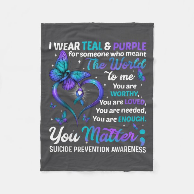 Couverture Polaire Teal Purple You Suicide Prevention Awareness Month (Devant)