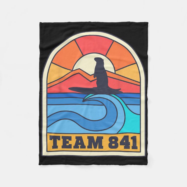Couverture Polaire Team 841 Otter Surfing California Beach Funny Retr (Devant)